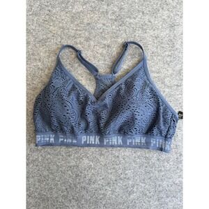 PINK SPORT Sports Bra Womens XL Blue Laser Cut Racerback Ventilated Athletic‎